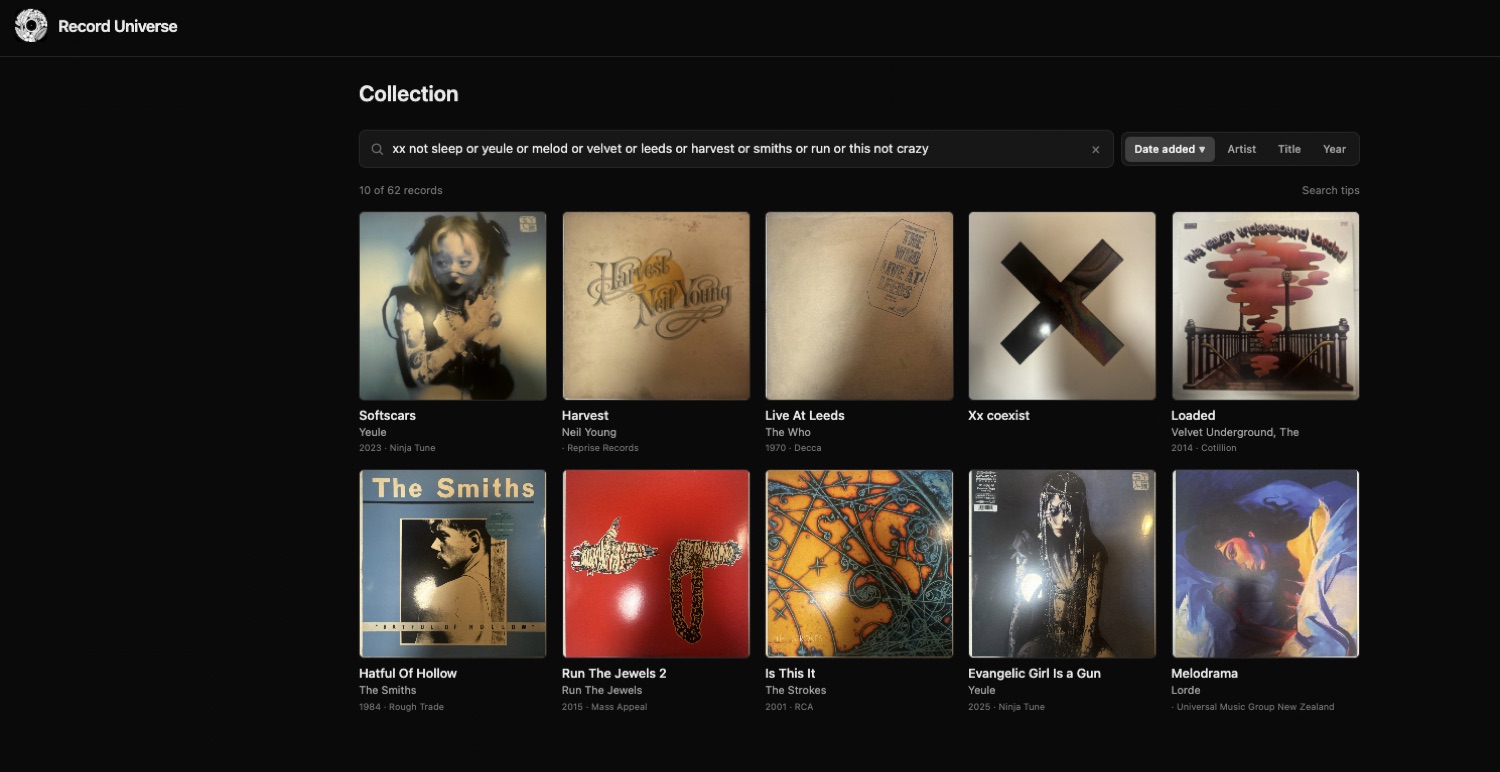 Record Universe — my vinyl collection app
